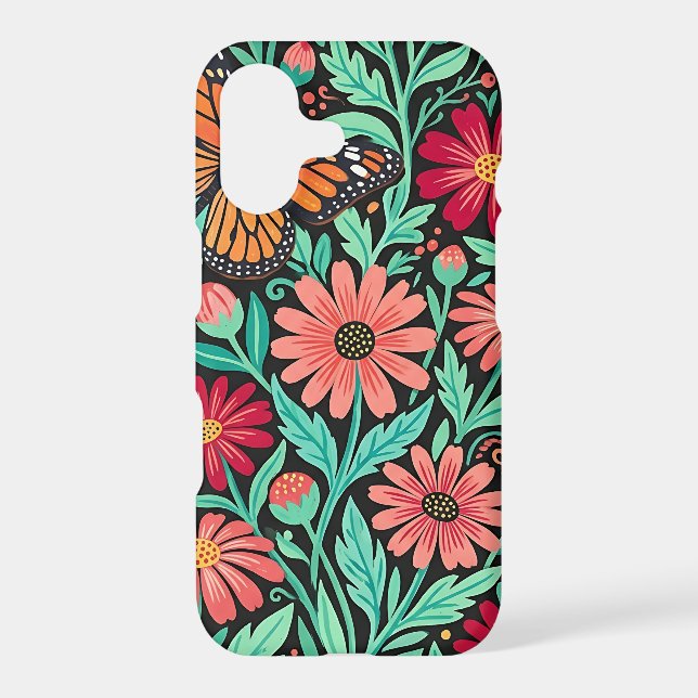 Abstract Daisies Butterfly iPhone Cases (Back)