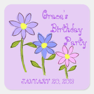 Abstract Daisies Save the Date Stickers