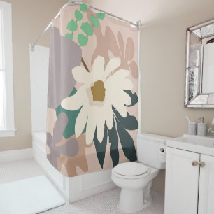 Abstract Daisy Floral Foliage Modern Home Decor  Shower Curtain