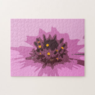 Abstract Daisy Flower in Colorful Pretty Pink Jigsaw Puzzle