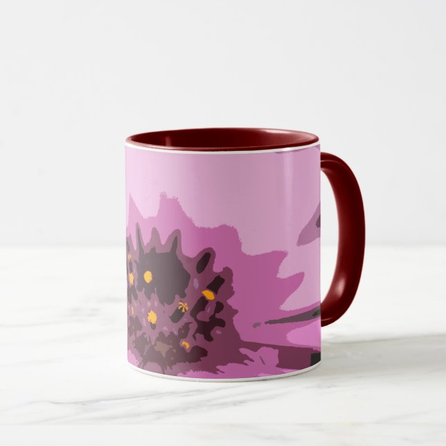 Abstract Daisy Flower in Colourful Pretty Pink Mug (Front Right)