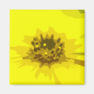 Abstract Daisy Flower in Colourful Vivid Yellow Magnet