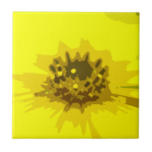 Abstract Daisy Flower in Colourful Vivid Yellow Tile
