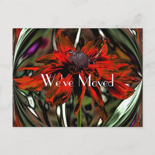 Abstract Daisy Flower New Address Announcement Postcard (Front)