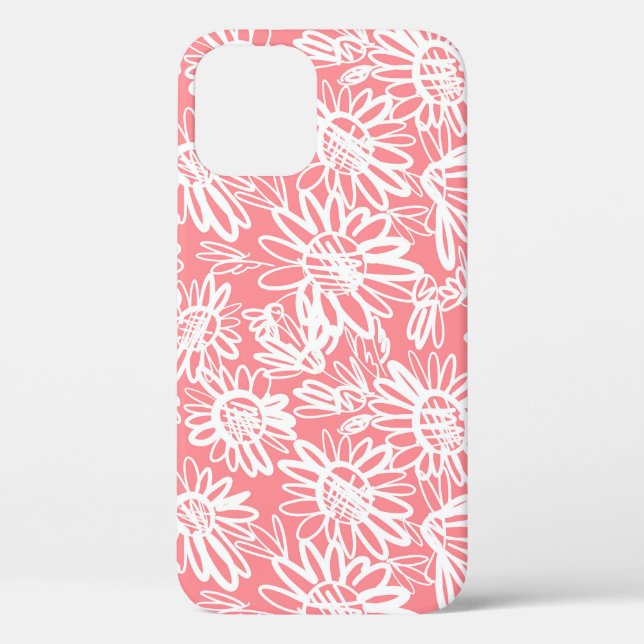 Abstract daisy sketch, monochrome pattern Case-Mate iPhone case (Back)