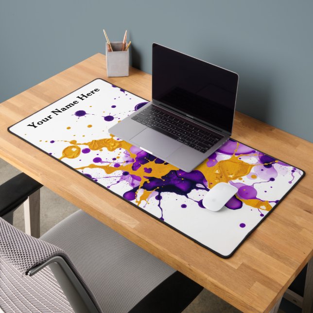 Abstract Dance Gold Metallic Vein Desk Mat (Office 2)