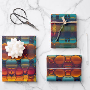Abstract Dance of Oil and Water Wrapping Paper Sheet