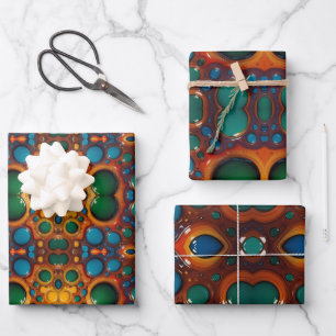 Abstract Dance of Oil on Water Wrapping Paper Sheet