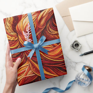 Abstract Dancer Fire Red Thread Wrapping Paper