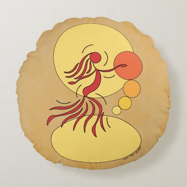 Abstract Dancer Round Cushion (Front)
