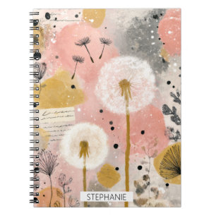 Abstract Dandelion Watercolor Floral Art Notebook