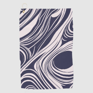 Abstract dark blue and grey liquid swirls design golf towel