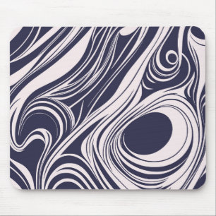 Abstract dark blue and grey liquid swirls design mouse pad