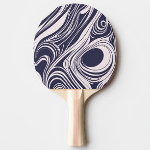 Abstract dark blue and grey liquid swirls design ping pong paddle