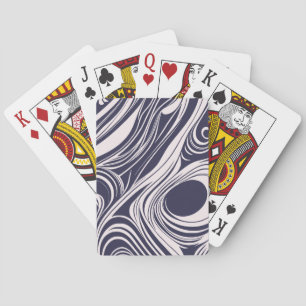 Abstract dark blue and grey liquid swirls design playing cards