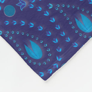 Abstract Dark Blue Paisley Tulip Floral pattern Fleece Blanket