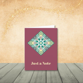 Abstract Deco, Teal, Mauve and Cream Note Cards