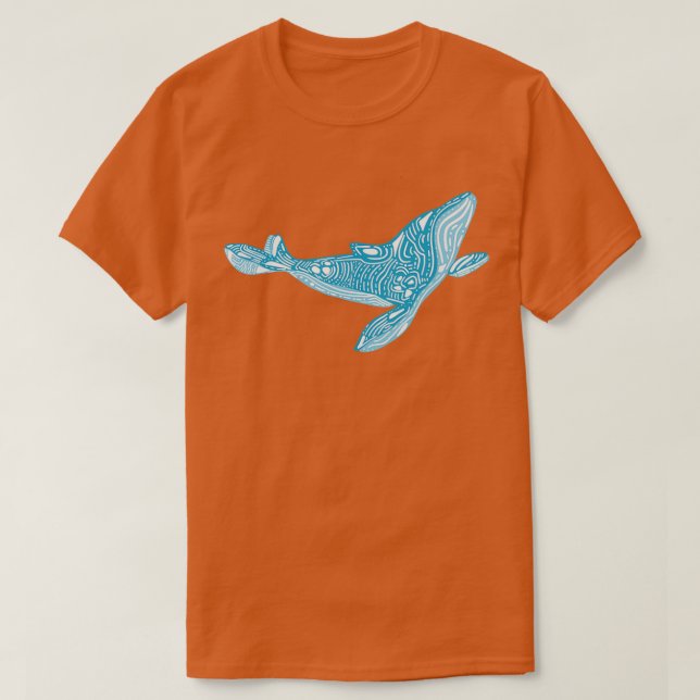 Abstract Decorated Whale Design T-Shirt (Design Front)