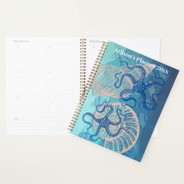 Abstract Deep Blue Sea Monthly Planner (Display)
