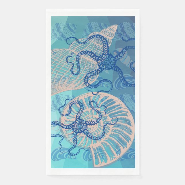 Abstract Deep Blue Sea Paper Guest Towels Napkin (Front)