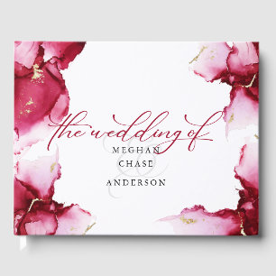 Abstract Deep Crimson Pink Red Geode Guest Book