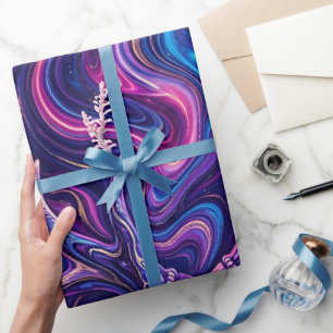 Abstract Deer Antler Purple Liquid Wrapping Paper