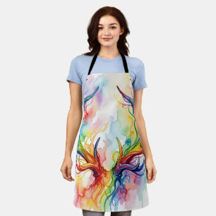 Abstract Deer Antler Rainbow Watercolor Apron