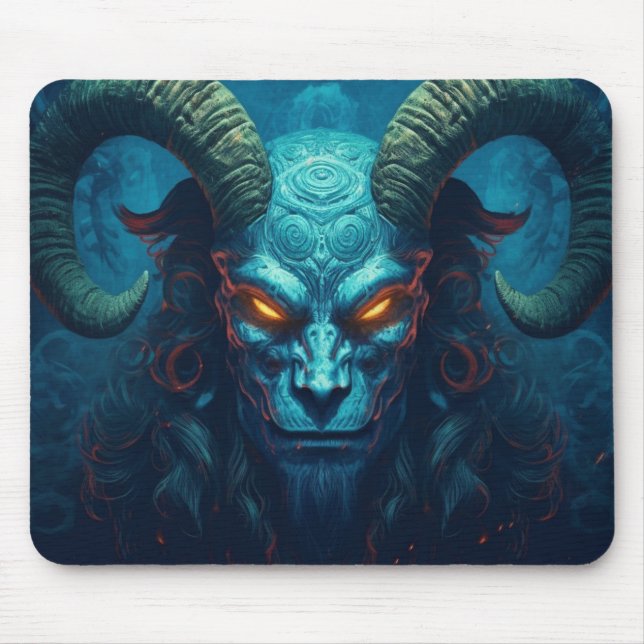 Abstract demon with horns mouse pad (Front)