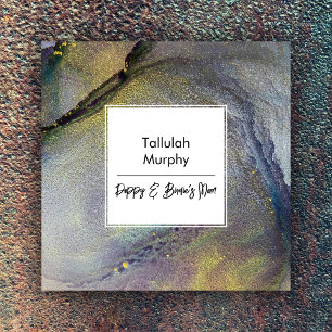 Abstract Denim Blue & Gold Liquid Art Mum Card