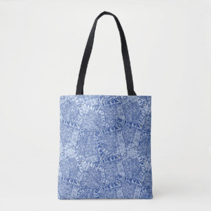Abstract Denim Pockets Patchwork Seamless Pattern Tote Bag