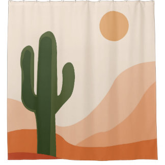 Abstract desert, cactus, sand and sun  shower curtain