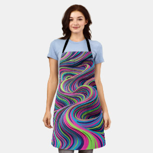 Abstract Desert Dune Neon Ripple Apron