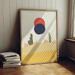 Abstract desert moonrise poster<br><div class="desc">Abstract desert moonrise landscape,  with a faux canvas effect design.</div>