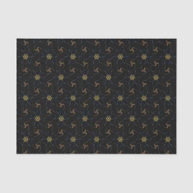 Abstract Design black  Tissue Paper (Front)