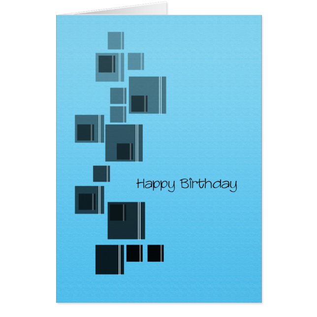 Abstract Design Blue Birthday Card (Front)