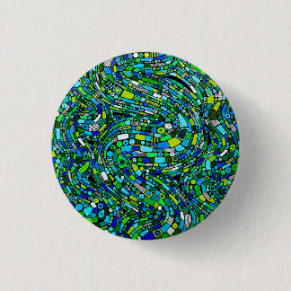 Abstract Design Blue Green Waves Shapes 3 Cm Round Badge