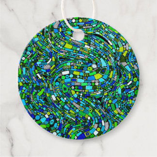 Abstract Design Blue Green Waves Shapes Favour Tags
