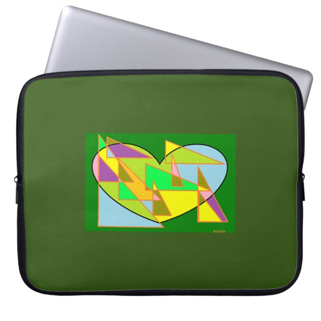 Abstract design green on laptop sleeve cover (Front)