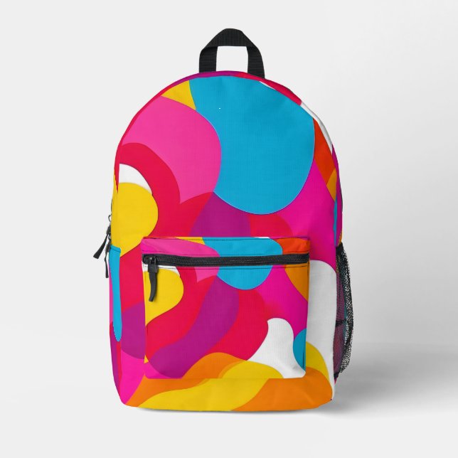 Abstract Design in Dyanmic Colours Printed Backpack (Front)