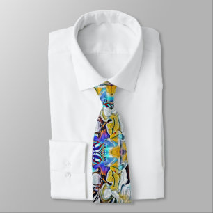 Abstract Design in Gold and Blue Neck Tie