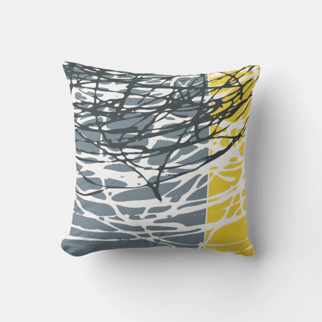 Abstract design in grey and yellow cushion (Front)