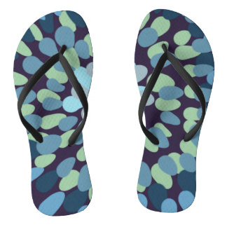 Abstract design in muted greens and gray jandals