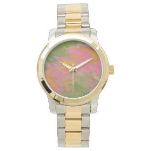 ABSTRACT DESIGN IN PINKS, YELLOWS &GREENS WATCH