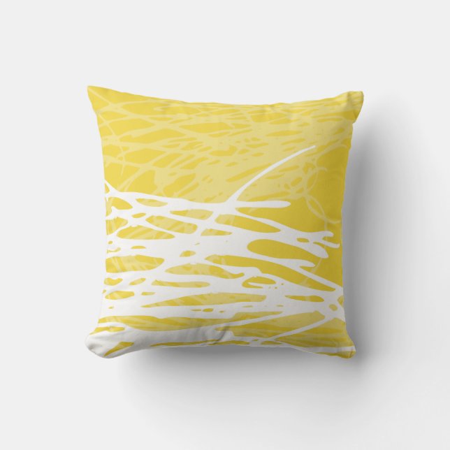 Abstract design in white and yellow cushion (Front)