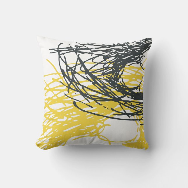 Abstract design in white and yellow cushion (Front)