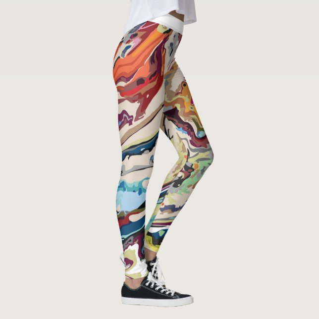 abstract design marbled patterns leggings (Right)