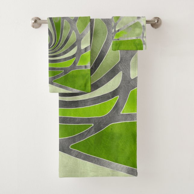 Abstract design, modern painting, spiral shapes bath towel set (Insitu)