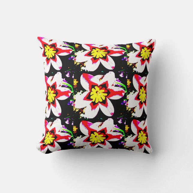 abstract design of bright and colourful flowers cushion (Front)