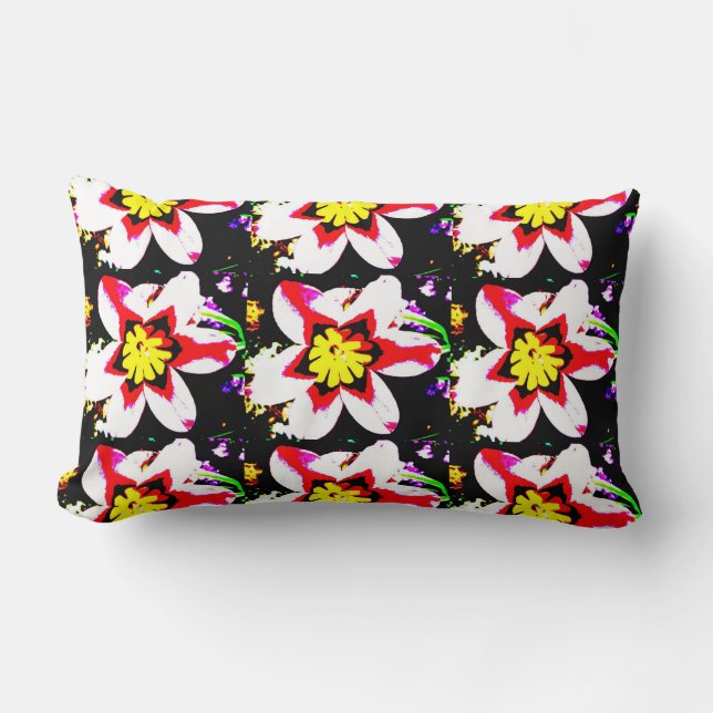 abstract design of bright and colourful flowers lumbar cushion (Front)