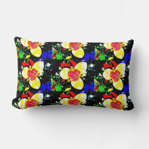 abstract design of bright and colourful flowers lumbar cushion